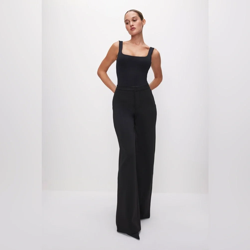 Good American Classic Black Wide Leg Trousers - Picture 3 of 11